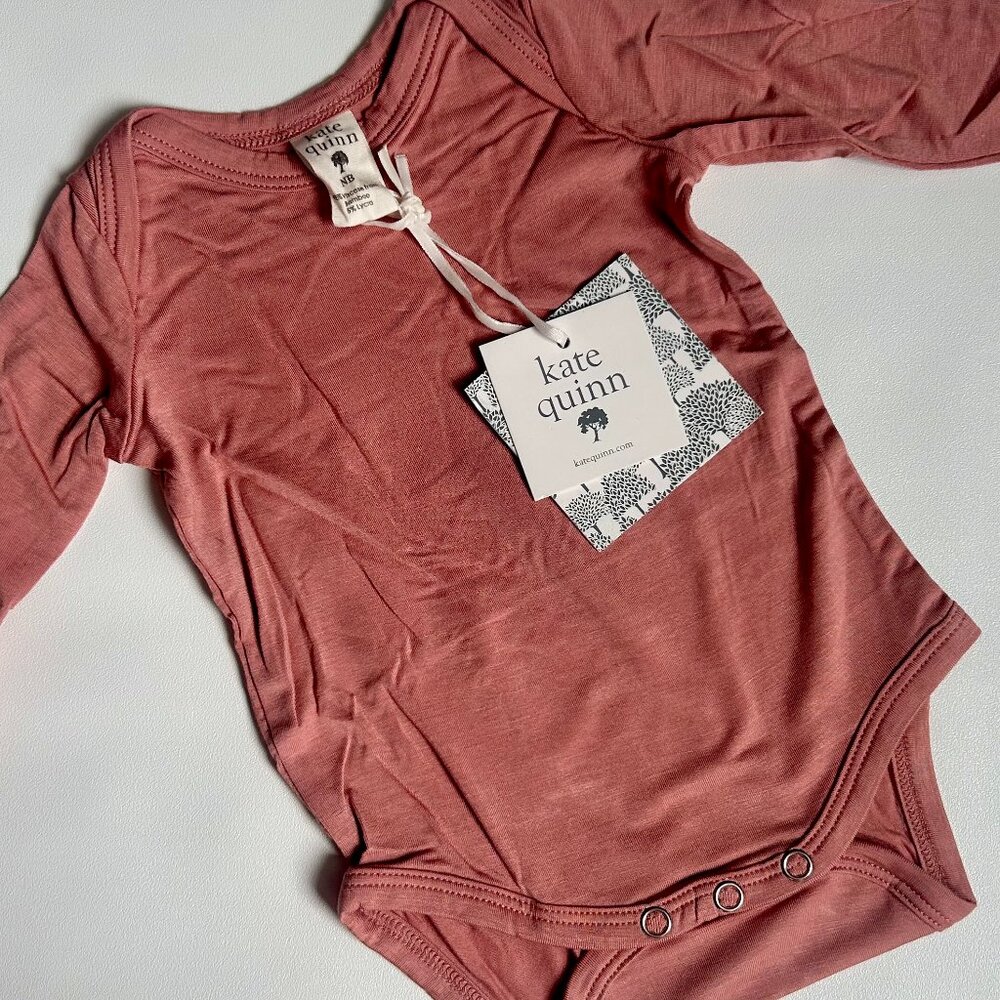 Kate Quinn NWT Bamboo Newborn Long Sleeve Bodysuit Soft Rose Pink